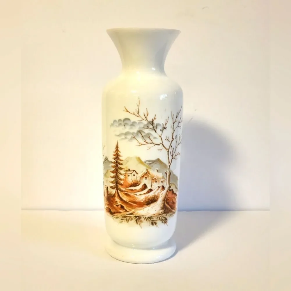 Antique Opaline hand painted scenic 12